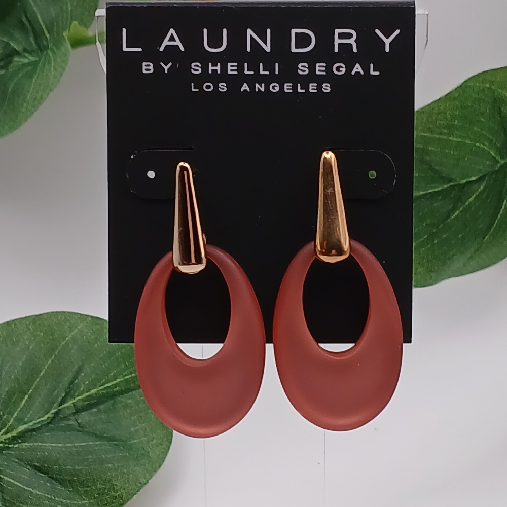 Gold & Coral Drop Earrings Laundry By Shelli Segal NWT